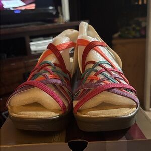 Skecher Memory foam sandals with multi colored straps